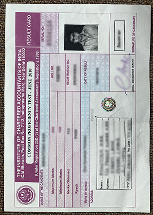 The Institute of Chartered Accountants of India Diploma, The ICAI Fake Certificate Sample