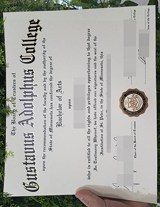 Gustavus Adolphus College Fake Degree Sample