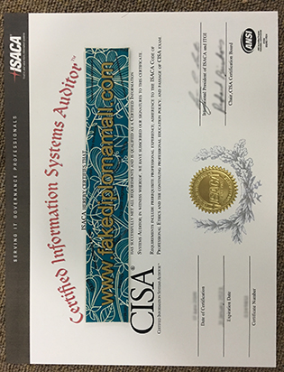 Certified Information Systems Audito (CISA) Fake Certificate Sample We Have