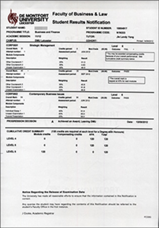 De Montfort University Transcript Template, Buy Fake DMU Transcript Online