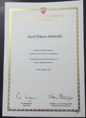 Edinburgh Napier University Fake Degree Certificate