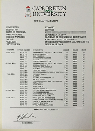 I Want To Buy a Fake Cape Breton University (CBU) Transcript Online