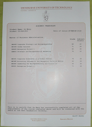 Swinburne University of Technology (SUT) Fake Transcript in Australia