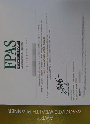 Fake FPAS Certificate, Financial Planning Association of Singapore Certificate
