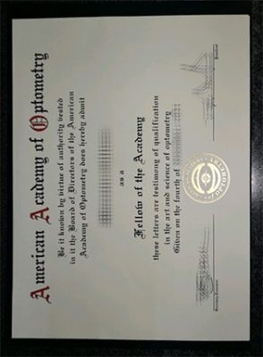 American Academic of Optometry Fellow Certificate 294x400 Samples
