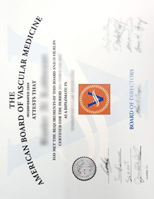 American Board of Vascular Medicine Certificate 309x400 Samples