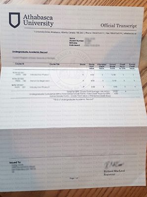 Athabasca University Official Transcript 298x400 Samples