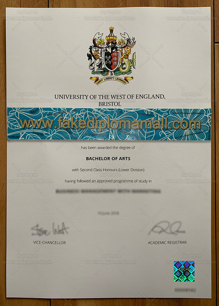 C700M 60 University of the West of England Fake Degree Sample