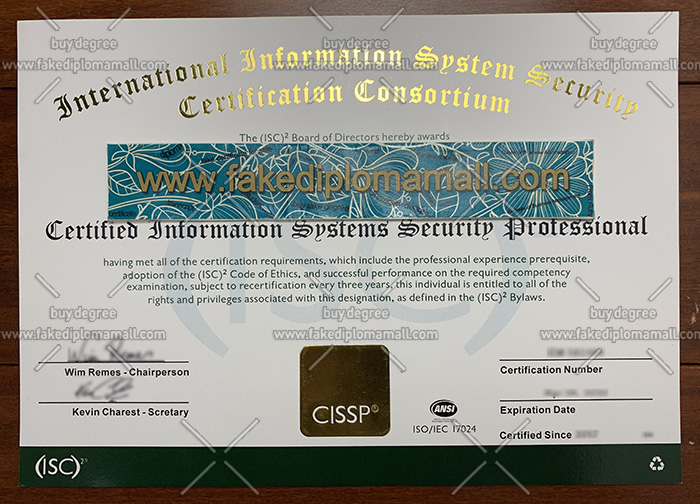 CISSP Fake Certificate Fake CISSP Certificate, Certified Information Systems Security Professional Certificate