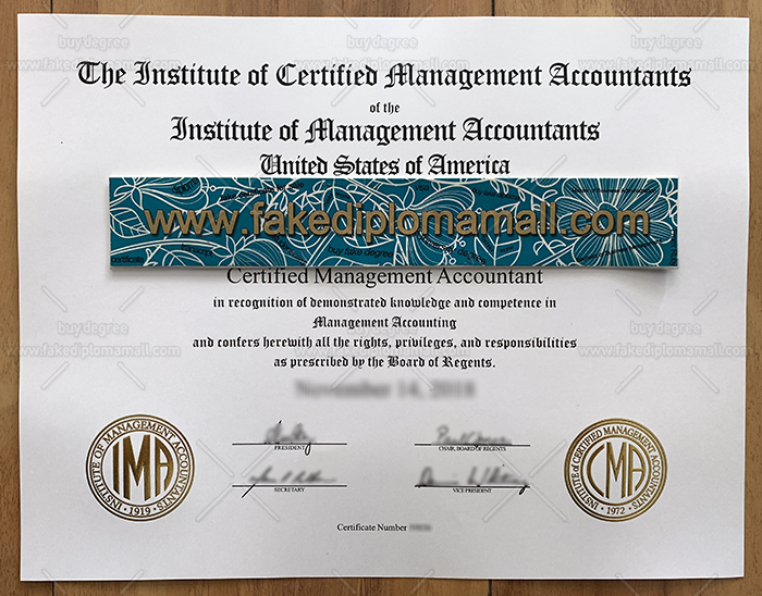 CMA Certificate CMA Fake Certificate, Certified Management Accountant Certification