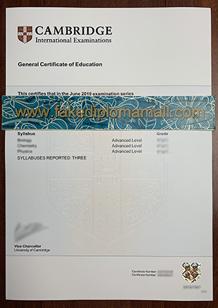 Sample of The Cambridge GCE Certificate