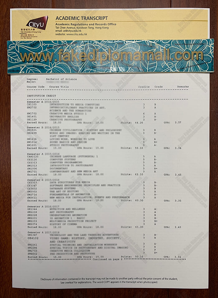 CityU Fake Transcript Where to Duplicate City University of Hong Kong Transcript?