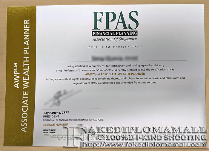 FPAS Fake Diploma Fake FPAS Certificate, Financial Planning Association of Singapore Certificate