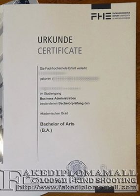 Fachhochschule Erfurt BA Degree Certificate 285x400 Samples