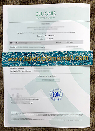 Genuine FOM Hochschule Diploma Zeugnis, FOM Degree Certificate