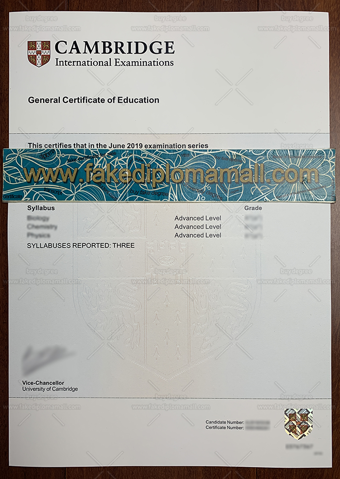 Fake GCE Certificate Sample of The Cambridge GCE Certificate