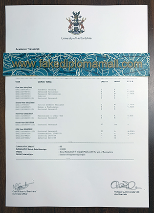 Academic Transcript: Fake University of Hertfordshire Transcript Template