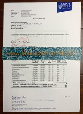 Heriot Watt University Transcript Sample 294x400 Samples