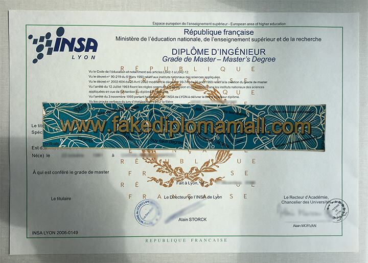 INSA Lyon Fake Diploma Buy Fake Diploma From INSA Lyon, French Fake Diploma