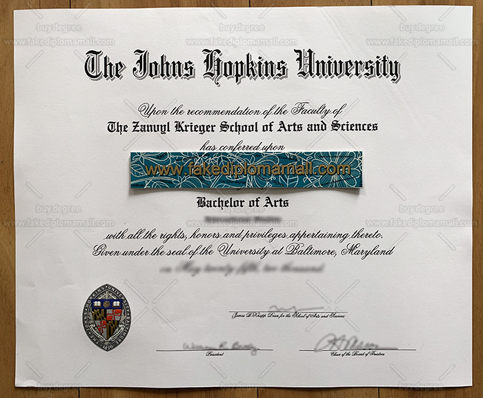 Johns Hopkins University Fake Diploma The Johns Hopkins University Fake Degree   Fake JHU Diploma Sample
