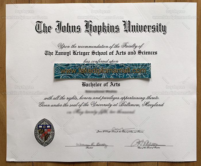 Johns Hopkins University Fake Diploma The Johns Hopkins University Fake Degree Fake JHU Diploma Sample