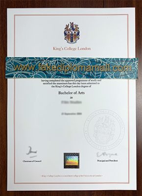 KCL Degree Certificate 290x400 Samples