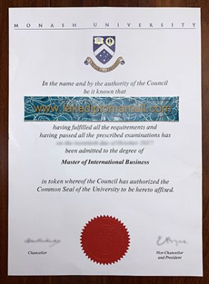 Monash University Fake Degree Certificate 294x400 Samples