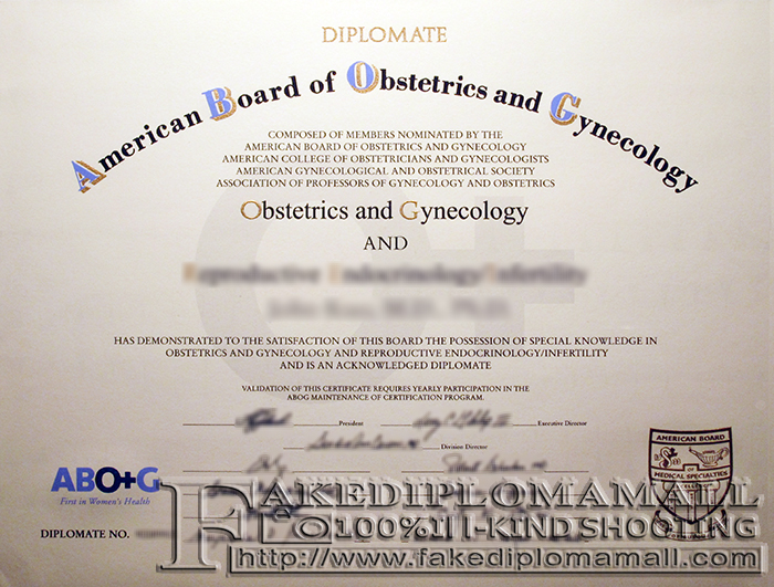 Obstetrics and Gynecology Fake Certificate Fake American Board of Obstetrics and Gynecology Certification, ABOG Fake Diploma