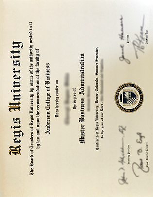 Regis University Fake Diploma, Anderson College of Business MBA Degree Certificate