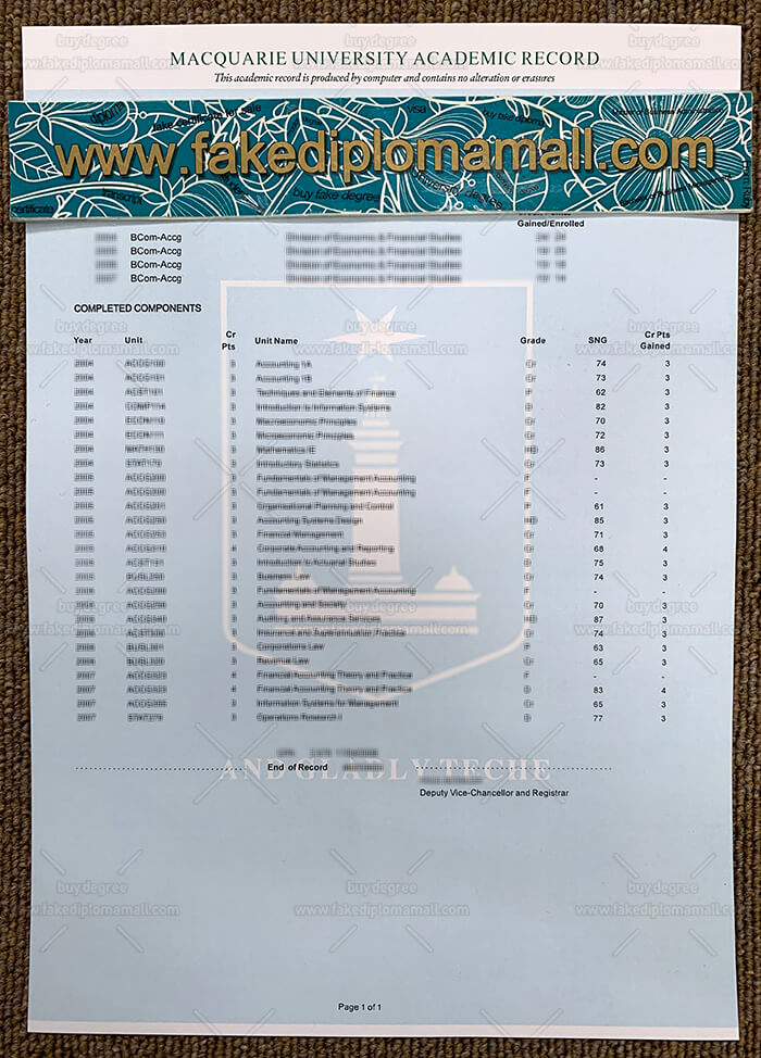 T700M 7 Macquarie University Fake Transcript, Buy Fake Australia Degree