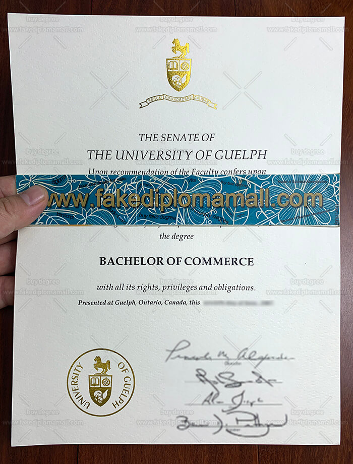 The University of Guelph Degree Certificate