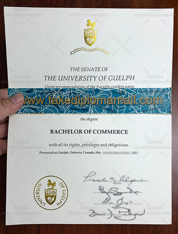 The University of Guelph Degree Certificate The University of Guelph Fake Degree Sample