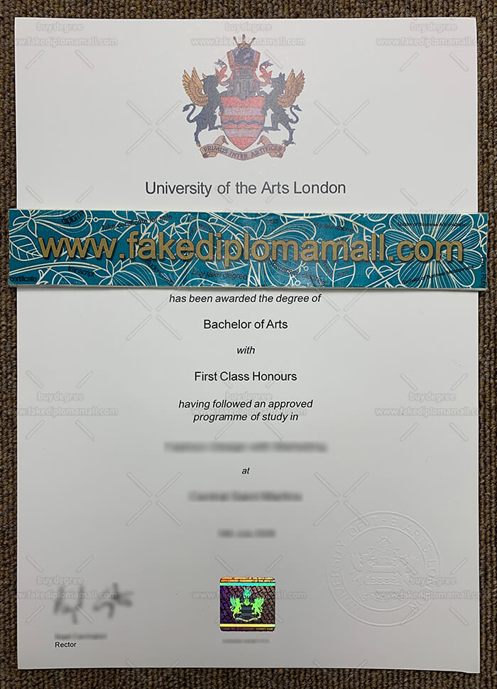 The University of the Arts London degree certificate