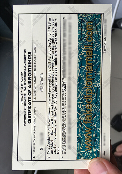 Standard Airworthiness Certificate, Fake Certificate of Airworthiness From FAA
