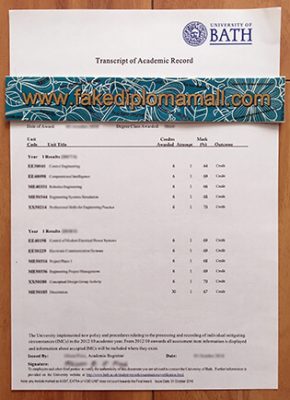 University of Bath Transcript Template 290x400 Samples