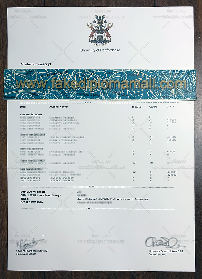 University of Hertfordshire Transcript Template Academic Transcript: Fake University of Hertfordshire Transcript Template