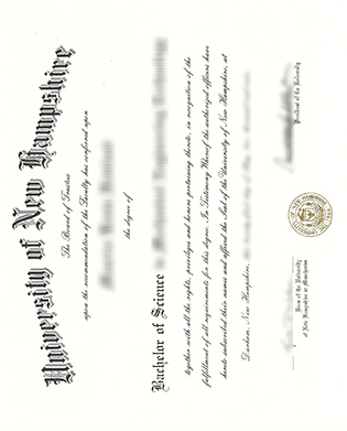 University of New Hampshire Degree Certificate Samples