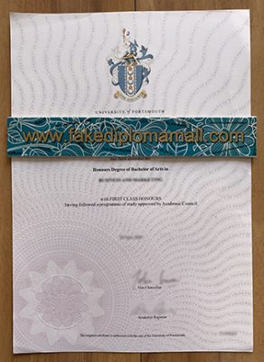 University of Portsmouth Degree Certificate 292x400 Samples
