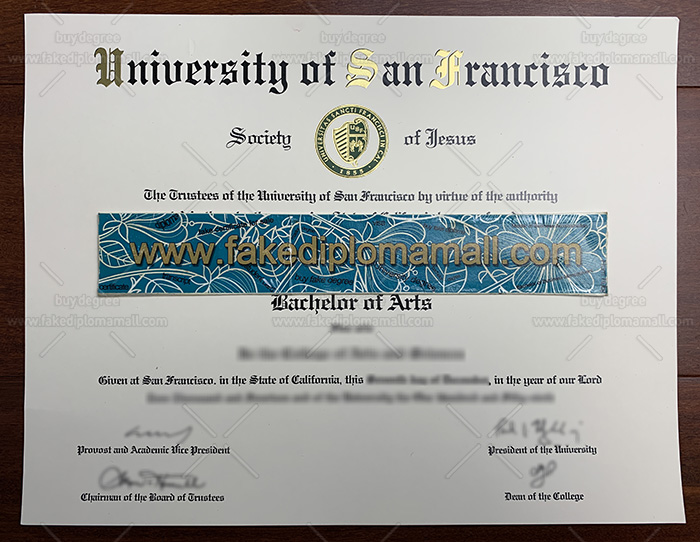 University of San Francisco Fake Diploma 1 USF Fake Diploma, University of San Francisco BA Degree Sample