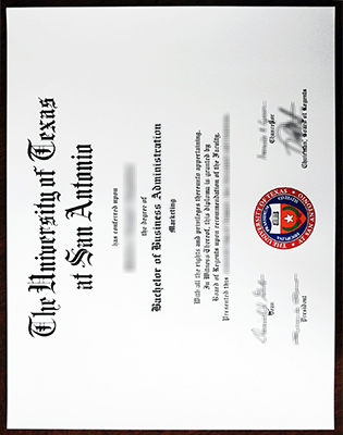 The University of Texas at San Antonio Degree, Fake UTSA Diploma Sample