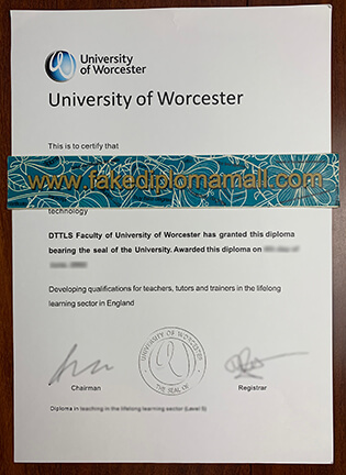 University of Worcester Diploma Certification Letter