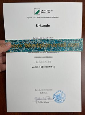 Universität Bayreuth MSc Degree Certificate 297x400 Samples