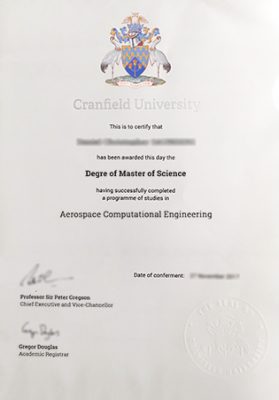 Cranfield University MSc Degree Certificate 279x400 Samples