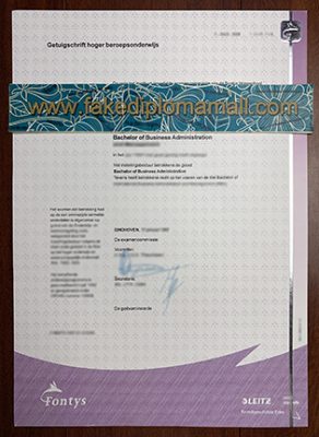 FONTYS University Fake Degree 292x400 Samples