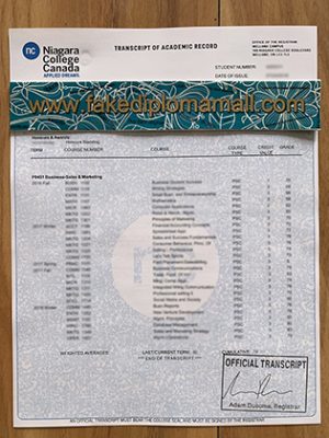 Niagara College Transcript Template 300x400 Samples