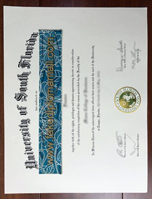 University of South Florida Degree Certificate 306x400 Samples