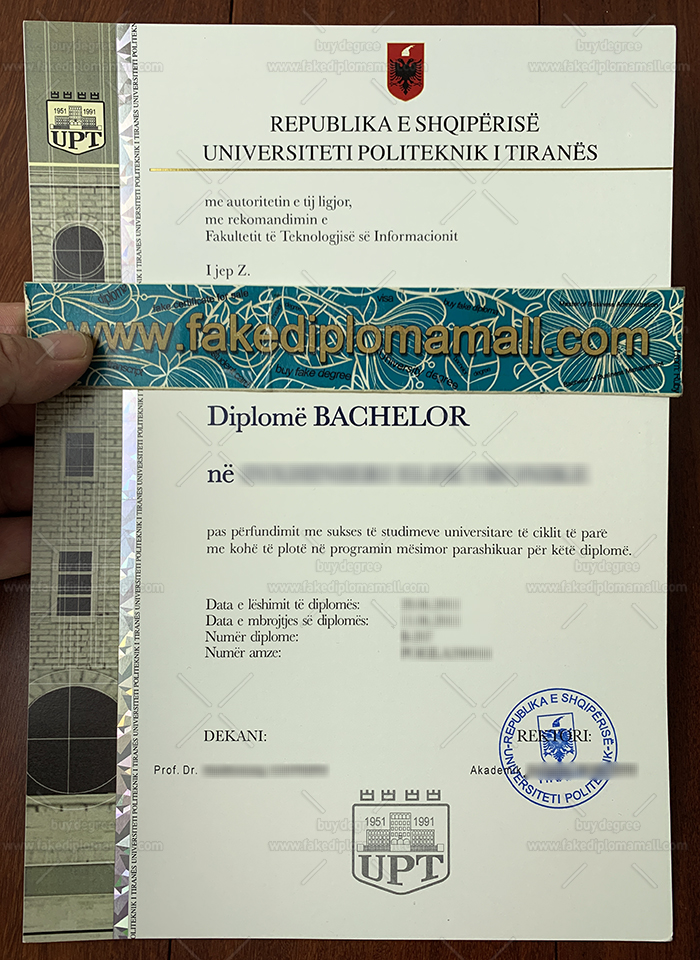 UPT Diploma Universiteti Politeknik I Tiranes Fake Diploma
