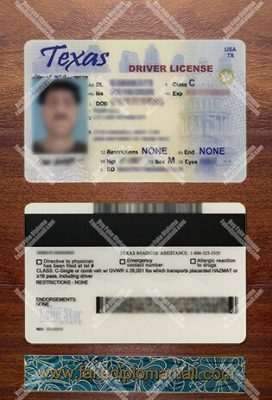 Fake Texas Driver License 272x400 Samples
