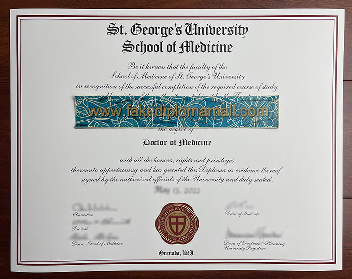 SGU Fake Diploma, St. George's University School of Medicine MD Diploma