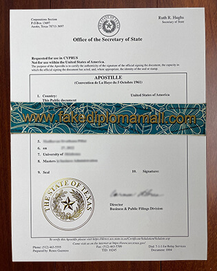 Texas Apostille Diploma Samples